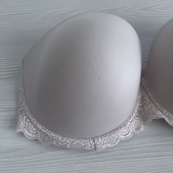 Full Coverage Cream Underwired Strapless Women's Lace Bra Size 38G - Picture 3 of 8